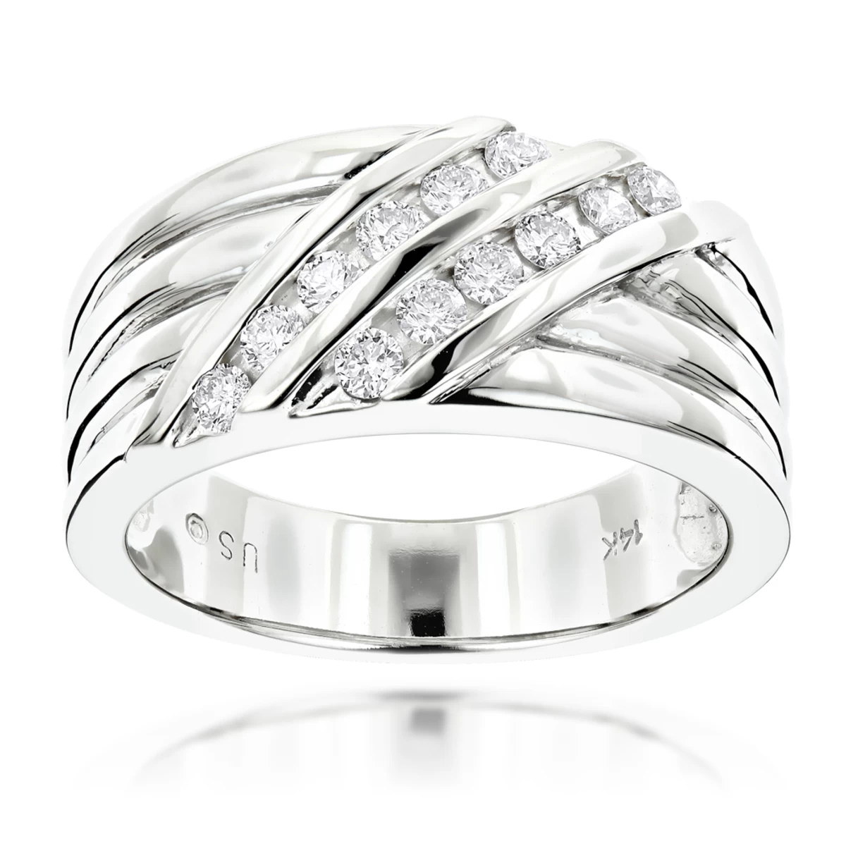 14K White Gold Women's Diamond Wedding Ring 0.48ct 3 14K White Gold Women's Diamond Wedding Ring 0.48ct