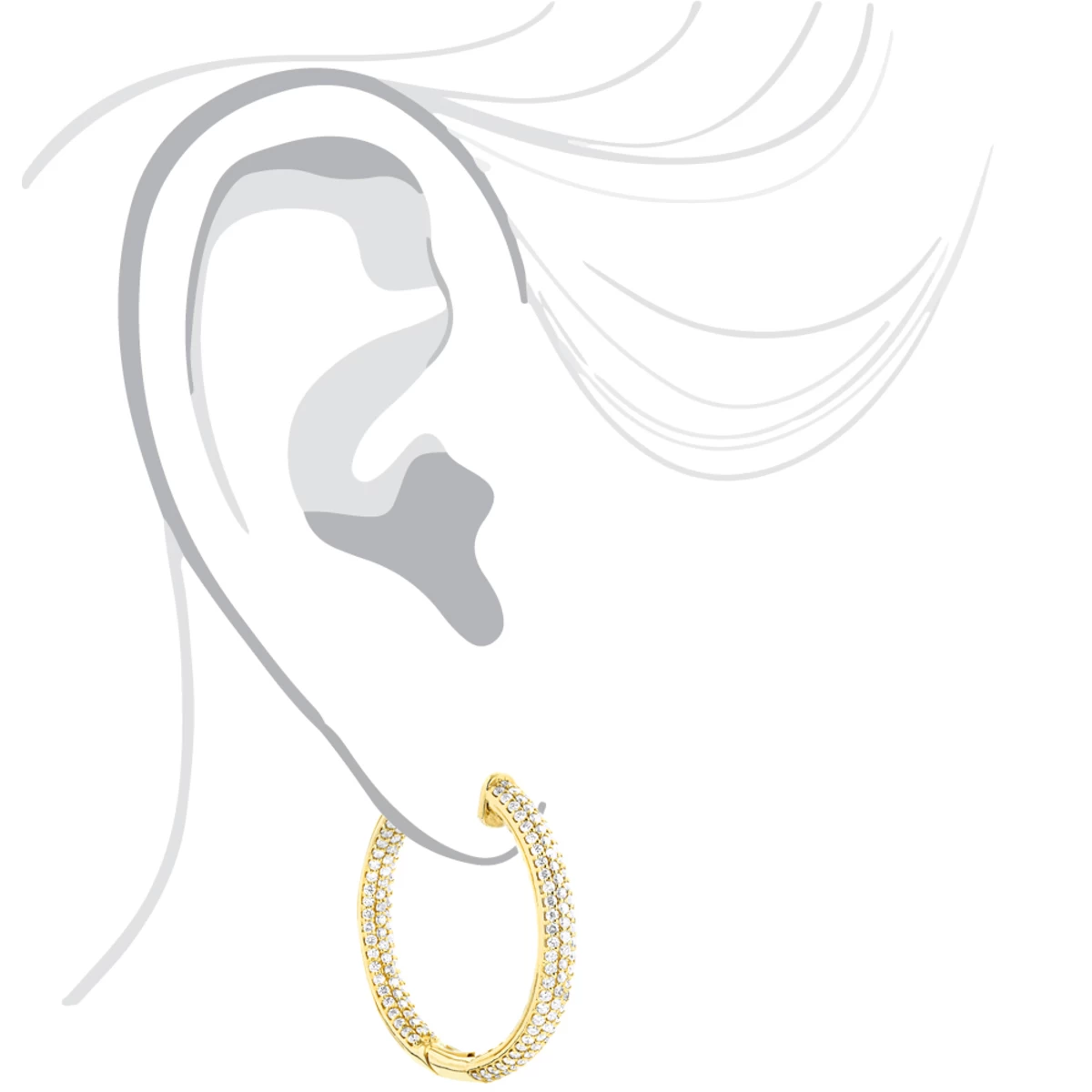 14K Rose Gold Large Inside Out Diamond Hoop Earrings 6ct 7 14K Rose Gold Large Inside Out Diamond Hoop Earrings 6ct - Image 5