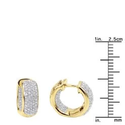 14K Yellow Gold Inside Out Diamond Hoop Huggie Earrings For Women & Men 1ct -Fashion Accessories Shop 14k inside out diamond hoop huggie earrings 092ct ruler yellow
