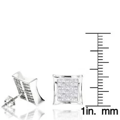 14K White Gold Invisible Set Princess Cut Diamond Stud Earrings For Men And Women 1.25ct Kite Shape -Fashion Accessories Shop 14k invisible set princess cut diamond earrings 125ct p 97 rulerwh 1