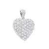 Large 14K White Gold Pave Diamond Heart Pendant 4 Carats
