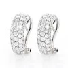 Small 14K White Gold Round Pave Diamond Hoop Earrings 1.87ctw