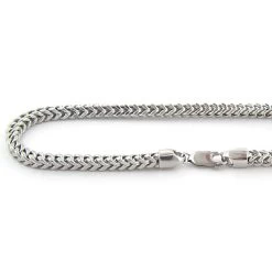 Solid 14K White Gold Franco Chain In Yellow Or White Gold 4mm Wide, 24-40in
