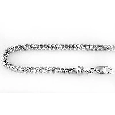 Men's Solid 14K White Gold Franco Chain White Yellow Gold 3mm Wide, 24in - 40in 3 Men's Solid 14K White Gold Franco Chain White Yellow Gold 3mm Wide, 24in - 40in