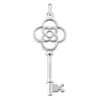 14K White Gold Key Pendant Necklace 14.2mm