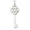 14K White Gold Key Pendant Necklace 14.3mm