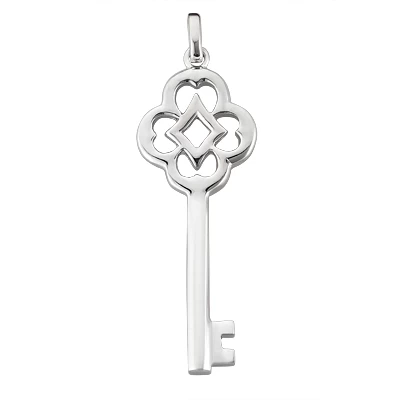 14K White Gold Key Pendant Necklace 14.3mm 3 14K White Gold Key Pendant Necklace 14.3mm