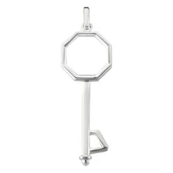 14K White Gold Key Pendant Necklace 13.9mm