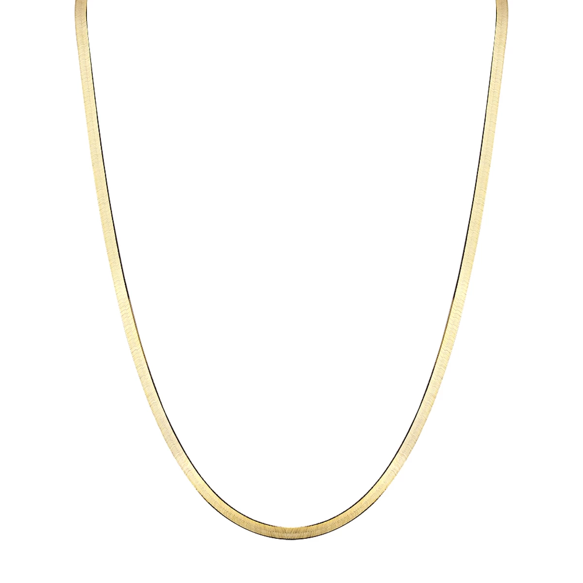 Solid 14K Yellow Gold Herringbone Chain For Women Imperial 3mm 4 Solid 14K Yellow Gold Herringbone Chain For Women Imperial 3mm - Image 2