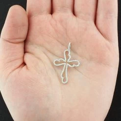 14K White Gold Unique Diamond Cross Pendant 0.32ct -Fashion Accessories Shop 14k unique diamond cross pendant 032ct p 41782box