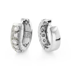 14K White Gold Unique Huggie Diamond Earrings 0.77ct