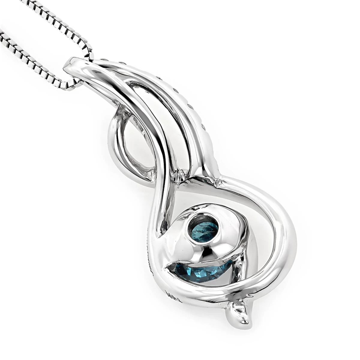 14K White Gold La Minor Blue Diamond Pendant For Women With Chain Necklace 6 14K White Gold La Minor Blue Diamond Pendant For Women With Chain Necklace - Image 4
