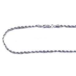 14K White Gold Men's Diamond Cut Rope Chain 2.5mm 18in - 40in