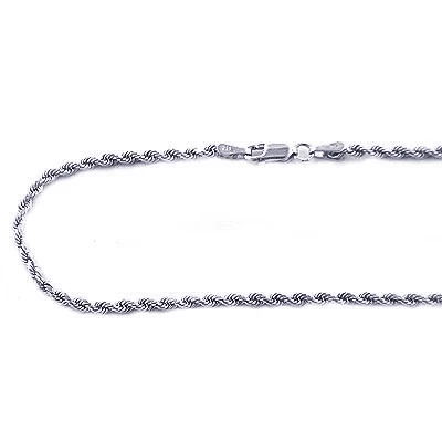 14K White Gold Men's Diamond Cut Rope Chain 2.5mm 18in - 40in 3 14K White Gold Men's Diamond Cut Rope Chain 2.5mm 18in - 40in