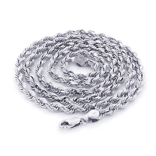 14K White Gold Rope Chain 2mm 22-30in 3 14K White Gold Rope Chain 2mm 22-30in