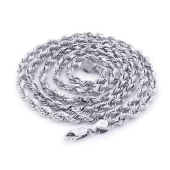 14K White Gold Rope Chain 3mm 22-30in