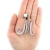 Large 14K White Gold White Pink Diamond Initial M Letter Pendant Necklace 3.4ct -Fashion Accessories Shop 14k white pink diamond initial m pendant necklace 340 p 6119 1
