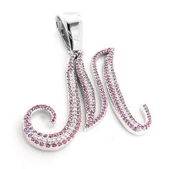 Large 14K White Gold White Pink Diamond Initial M Letter Pendant Necklace 3.4ct -Fashion Accessories Shop 14k white pink diamond initial m pendant necklace 340 p 6119 3