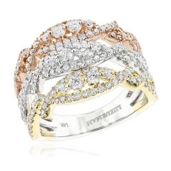 Unique Diamond Ring For Women 14K Gold 1.6ct