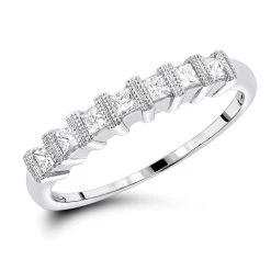 Thin 14K White Gold Women's Diamond Wedding Band Princess Cut 0.60ct