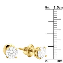 14K Yellow Gold Diamond Stud Earrings Round Cut 1.50ct -Fashion Accessories Shop 14k yellow gold diamond stud earrings round cut 150ct p 5637 ruler yellow