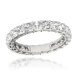 18K White Gold Asscher Cut Diamond Eternity Ring 3ct Anniversary Band By Luxurman