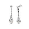 18K White Gold Diamond And Pearl Drop Earrings For Women 4.5 Carats F VS Diamonds