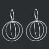 18K White Gold Diamond Circle Dangle Earrings 2.25ct