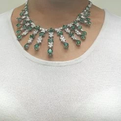 18K White Gold Diamond & Emerald Necklace 13.31dtw 28.52etw -Fashion Accessories Shop 18k gold diamond emerald necklace 1331dtw 2852etw p 6003bod