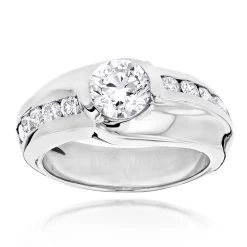 Men's Engagement Ring 18K White Gold 1.5 Carats VS Diamonds