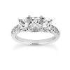 Thin 18K White Gold Diamond Engagement Ring Mounting 0.54ct