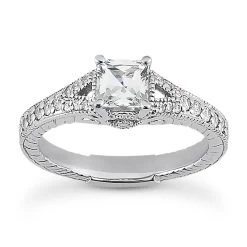 18K White Gold Princess And Round Cut Diamonds Engagement Ring Set 1.21ct -Fashion Accessories Shop 18k gold diamond engagement ring set 121ct p 30137 back white 20220420 20220426
