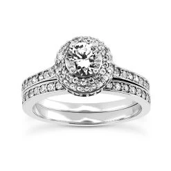18K White Gold Diamond Engagement Ring Set 1.48ct Band: 2mm, Eng.: 2.1mm