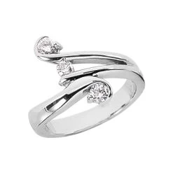 18K White Gold Diamond Right Hand Women's Ring 0.21ct