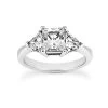 Ultra Thin 18K White Gold Diamond Three Stones Engagement Ring 0.70ct
