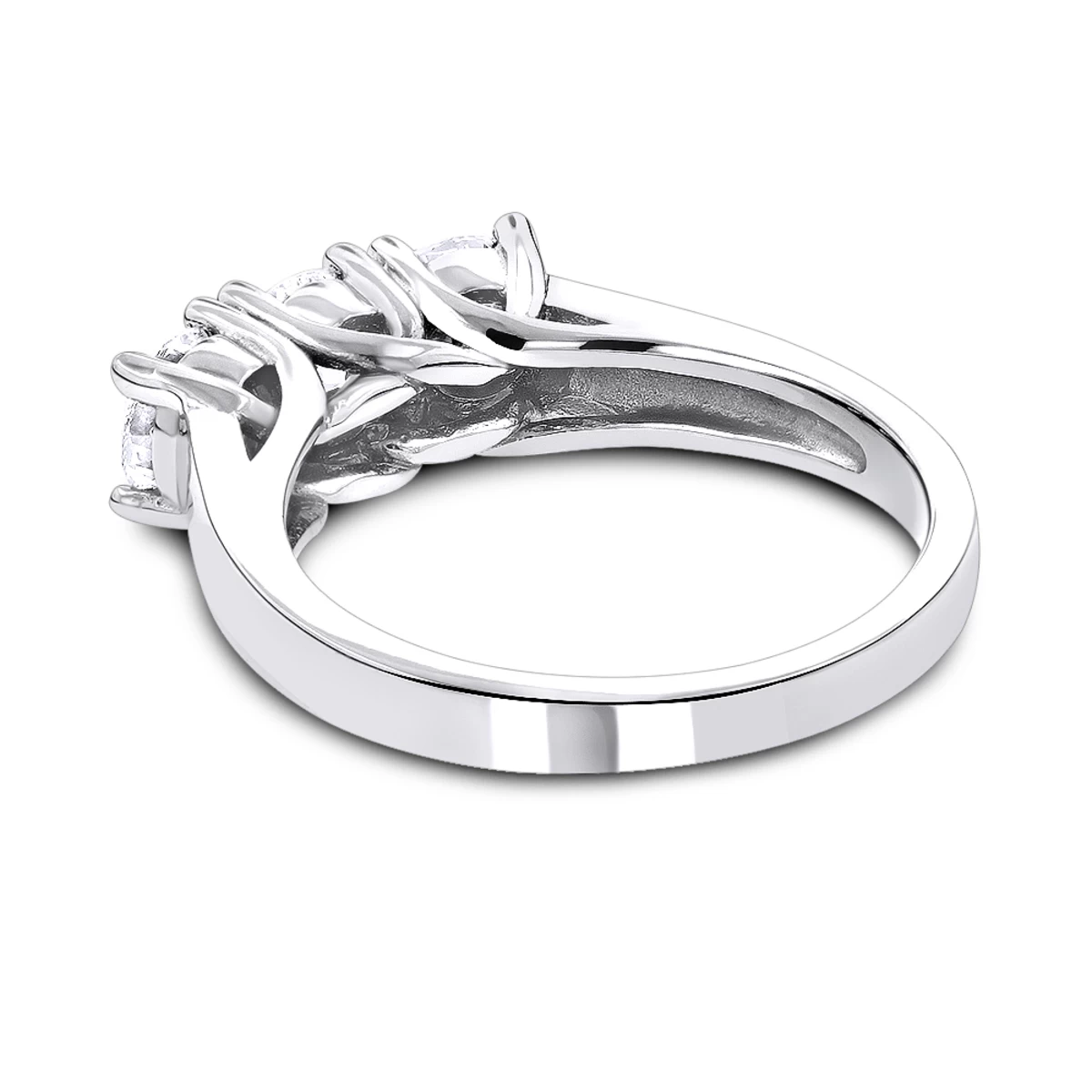 18K White Gold Diamond Three Stones Engagement Ring 1 Carat 6 18K White Gold Diamond Three Stones Engagement Ring 1 Carat - Image 4