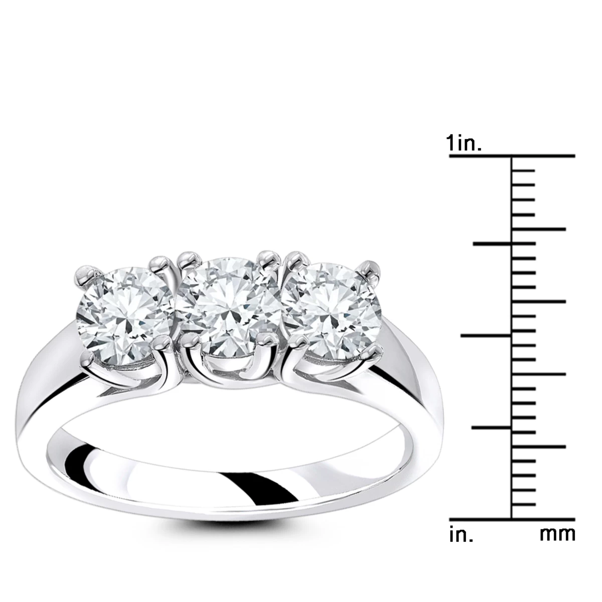 18K White Gold Diamond Three Stones Engagement Ring 1 Carat 8 18K White Gold Diamond Three Stones Engagement Ring 1 Carat - Image 6