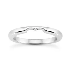 18K White Gold Wedding Band With A Curve For Heart Shape Engagement Ring 2.4mm