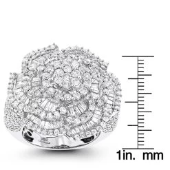 18K White Gold Statement Flower Diamond Engagement Ring LUCCELLO 3.25ct -Fashion Accessories Shop 18k gold flower diamond engagement ring luccello 35ct statement jewelry rulerwh