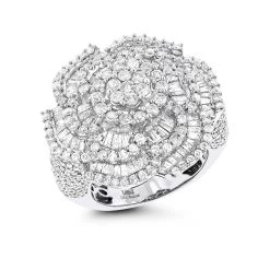18K White Gold Statement Flower Diamond Engagement Ring LUCCELLO 3.25ct