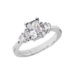 Ultra Thin 18K White Gold Ladies Diamond Ring 1.28ct