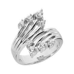 18K White Gold Right Hand Diamond Ladies Ring 0.42ct 16.3mm