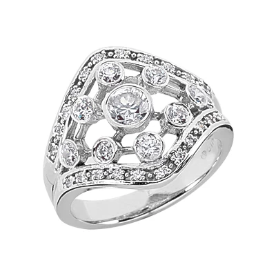 18K White Gold Right Hand Diamond Ladies Ring 0.66ct 3 18K White Gold Right Hand Diamond Ladies Ring 0.66ct