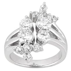 18K White Gold Right Hand Ladies Diamond Ring 1ct 4.3mm