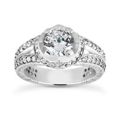 18K White Gold Round Diamond Engagement Ring 1.53ct 7.7mm