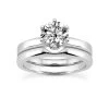 18K White Gold Round Diamond Engagement Ring Set 0.75ct Band: 2.4mm, Eng.: 2.8mm