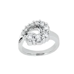 18K White Gold Round Diamond Ladies Ring 0.50ct 9mm