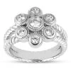 18K White Gold Round Diamond Ladies Ring 0.57ct 6.7mm