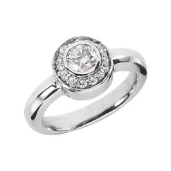 Thin 18K White Gold Round Diamond Ladies Ring 0.71ct