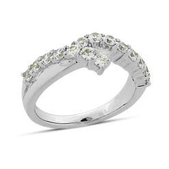 18K White Gold Round Diamond Ladies Ring 0.75ct 7.8mm